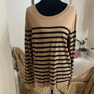 J. Crew Tan and Black Striped Sweater
